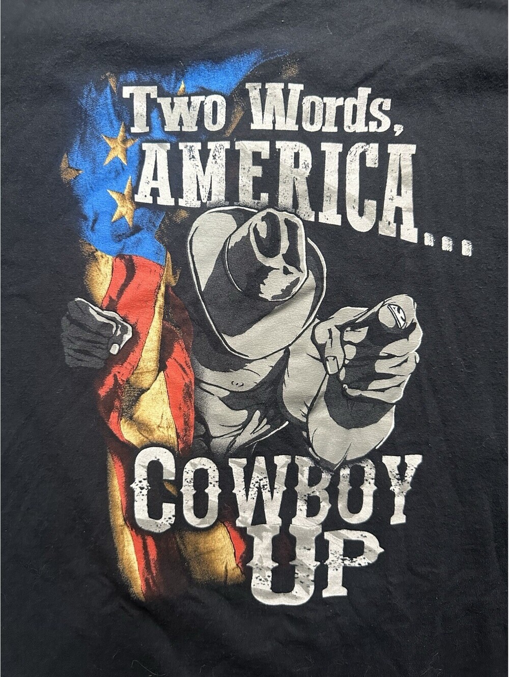 Cowboy Up Large Black Graphic T Shirt Western Country America Cowboy Tee